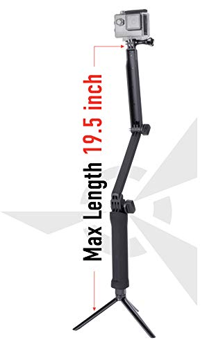 AIRON 3-Way Grip Arm Tripod Foldable Selfie Stick, Stabilizer Adjustable Monopod Mount Holder, Extendable Folding Arm Handle Compatible with Any GoPro Hero 7 6 5 4 3 and Action Camera - Thumbnail 3
