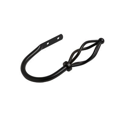 Speedy County Metal Crown Curtain Holdback Arms, Black- Pack of 2