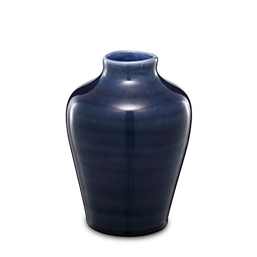 STAR MOON Ceramic Flower Vase with Retro Grid for Modern Floral Vase for Home Decor, Living Room, Centerpieces and Events - Sapphire - Thumbnail 7
