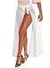 BINLIANG Women Sexy Sheer Beach Skirt Bikini Swimsuit Bottoms Cover up Sarong Wrap (one-Size, White Maxi Skirt)