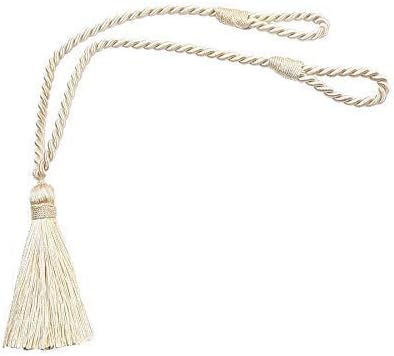 2 X Satin Rope Tasseled Cream Curtain Drape TIEBACKS TIEBACK HOLDBACKS 15"