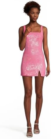 david's bridal pink sequin dress David's Bridal, The Edit by DB Studio Women's Formal Sequin Cowl Neck Mini Dress, Short, Novelty