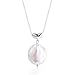 925 Sterling Silver Natural Baroque Freshwater Cultured Pearl Single Pearl Necklace Pendant with Red Cubic Zirconia Trendy Jewelry for Girls Women