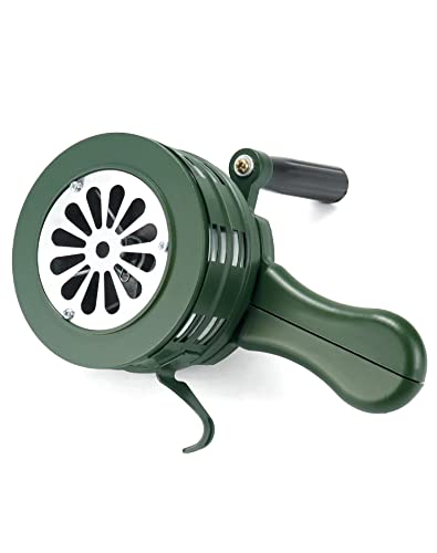 QWORK Hand Crank Siren Horn, Hand Loud Crank, Emergency Safety Manual Siren, Portable Hand Held Siren Horns Alarm, Green