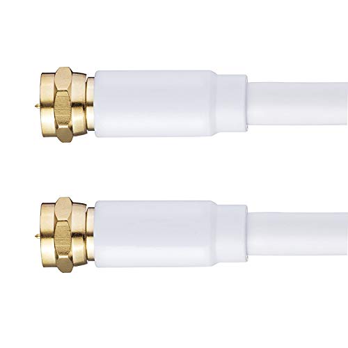 MIYAKO 25 Feet Coaxial Cable Double Shielded Braid F Type Gold Plated Connectors - White - Thumbnail 6