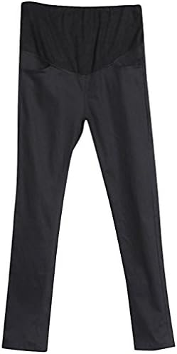 MIAMAMA Women's Maternity High Elastic Waist Comfortable Stretch Slim Fit Pants, Black Small