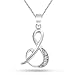 Bling Jewelry ABC Cubic Zirconia Pave CZ Cursive Script Letter Alphabet Initial S Pendant Necklace For Women Sterling Silver