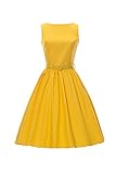 ILover Classic 50s Audrey Hepburn Boat Neck Black Swing Retro Vintage Dress