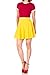 Basic Solid Stretchy Cotton High Waist A-line Flared Skater Mini Skirt (M, Yellow)