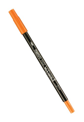 Uchida 1122-C-7 Marvy Extra Fine Tip Le Plume II Double Ender Marker Pen, Orange
