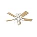 Hunter Fan Company, 52152, 42 inch Crestfield Fresh White Low Profile Ceiling Fan with LED Light Kit and Pull Chain