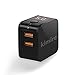 Wall Charger Kimire Digital Travel Charger 2.4A Dual USB Port Charge Power Adapter with LED Display,IC Smart Explosion Protection and Foldable Plug,for iPhone,Android,Power Bank and More (Black)