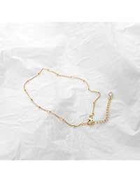 Tobillera con colgante de estrella de oro de 14 quilates, chapada en oro Boho Beach Dainty Cute Tiny Lucky Star, pulsera de tobillo con cuentas plateadas para mujer