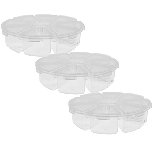 Paylak Set of 3 Multipurpose Sectioned Circle Shaped Bead Jewelry Supply Organizer