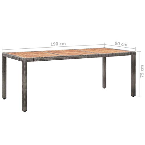 Festnight 9-TLG. Garten-Essgruppe mit Auflagen Gartenmöbel Set Sitzgarnitur Gartengarnitur Sitzgruppe Gartengruppe Rattan Set Tisch und 8 Stuhl Set Poly Rattan Grau – Bild 3