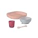 BEABA 100% Silicone 4-Piece Baby Feeding Set, Suction Plates for Baby, Made w/High Grade Food Safe Silicone, Rose