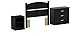 South Shore Libra 3-Piece Bedroom Set with Dresser, Nightstand, and Twin Headboard, Pure Black