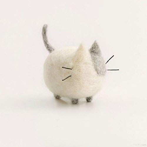 TALENTBABY - DIY Needle Felting Kit Needlecrafts Faceless Cat - White and Grey