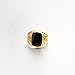 Star Jewelry Signet Pinky Ring With Black Square Enamel 18K Gold Plated For Men and Women Size 6-14