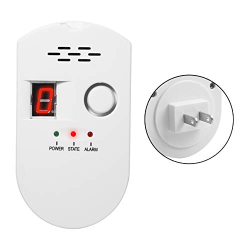Natural Gas Detector, Gas Alarm Detector LPG Gas Leak Sensor Plug-in Gas Detector with Sound Warning and LED Display for House Kitchen Restaurant Hotel School Warehouse etc