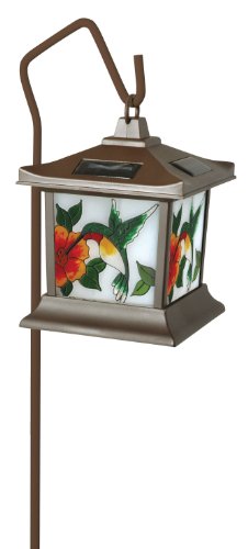 Moonrays 92271 Hummingbird Style Solar Light, Stained Glass Outdoor Lamp, Hummingbird, Stained Glass