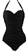 COCOSHIP 50s Solid Black Elegant Retro Vintage One Piece Swimwear Swimsuits 5XL(US16)
