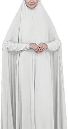 ONTBYB Women's Vintage Solid Kaftan Abaya Muslim Jilbab Maxi Dress