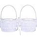 M&A Decor Flower Girl Basket Set of 2 Elegant White Lace Basket for Flower Girl