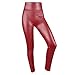 Sexy Faux Leather High Waisted Leggings (L (US 12-14), shiny red)