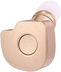 Mini Bluetooth Earphone Wireless Headset With Mic Handsfree Headphone Invisible Earbud For Android IOS Samsung iPhone and Other Bluetooth Enabled Devives (Gold)