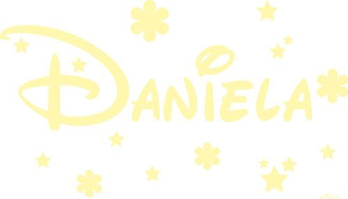 Children's Personalised Stickers with Name, Flowers and Stars 100X60 cm. beige