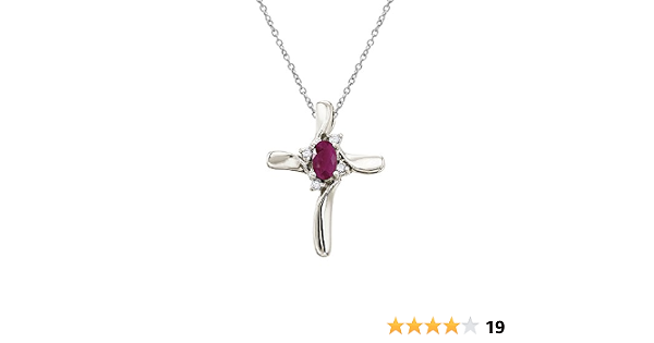 14K Yellow Gold Ruby Cross Pendant 17 