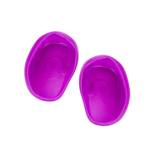 Silicone Ear Covers Ear Cap Earmuffs for Hair Coloring Shower Hair Dye Ear Covers Waterproof Ear Protector Coloring Shower Bathing Salon 1pair (Purple)