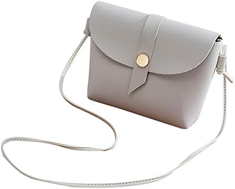 Anxinke Women Candy Color PU Leather Flap Cover Mini Crossbody Bags (Gray)