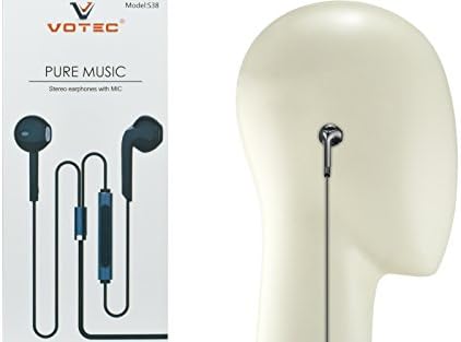 Votec Compatible 3.5mm Stereo Hands-Free Earbuds Headset w/Mic Control for Most Devices (iPhone 4/5/6, Motorola, Google, LG, ZTE, HTC, Huawei Plus More!) (Black)