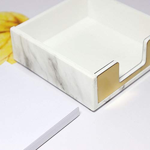 MultiBey Staples Removers Puller Tool Gold Steel Jaws & Desktop Set Self Stick Note Holders Office Stationery Desk Accessories Set,Marble Texture with Gold
