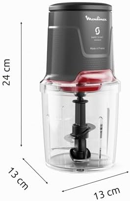 Easy Press, Cortador de alimentos, 600 W, capacidade de 500 ml, 4 lâminas afiadas em aço inoxidável, Safe Start Tecnologia avançada, 3 funções, Lavador de loiça, Cinzento, AT740HF1