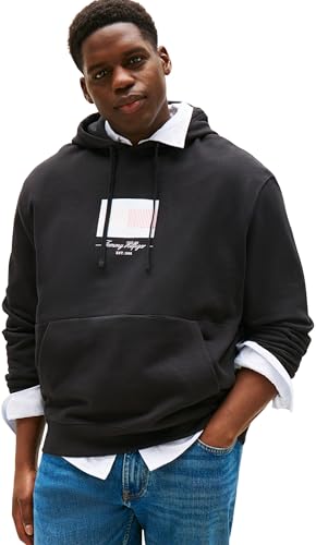 Tommy Hilfiger Sweat à Capuche Homme Ithaca avec Capuche, Noir (Black), 3XL