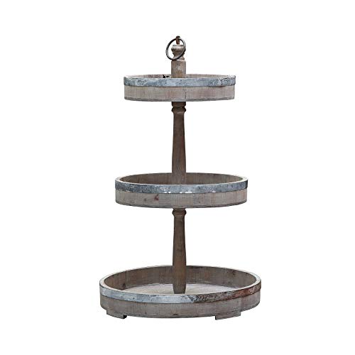 Creative CoOp Decorative Wood and Metal Three Tier Tray for sale