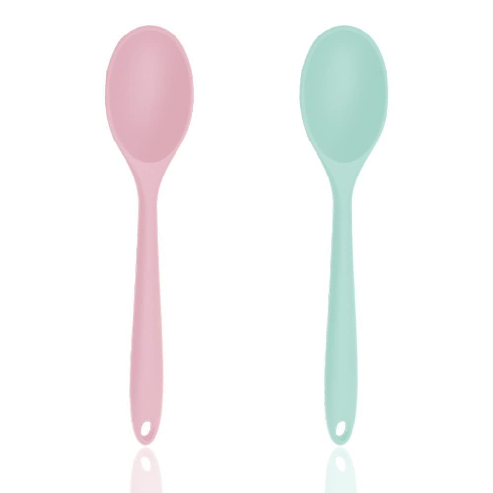 2 Pcs Silicone Mixing Spoon Stirring Spoon Silicone Serving Spoon for Kitchen Cooking Baking Stirring Mixing Tools