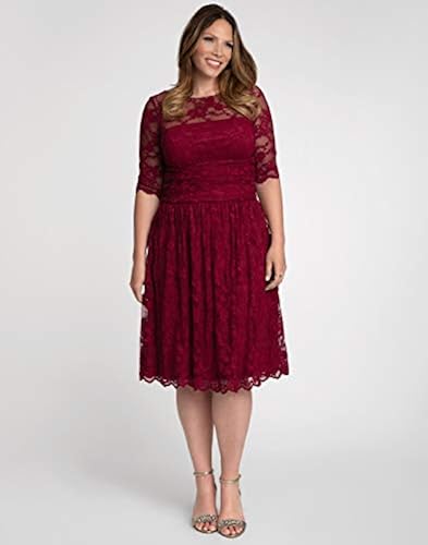 Kiyonna Women's Plus Size Luna Lace Cocktail Dress 4X Rose Wine in