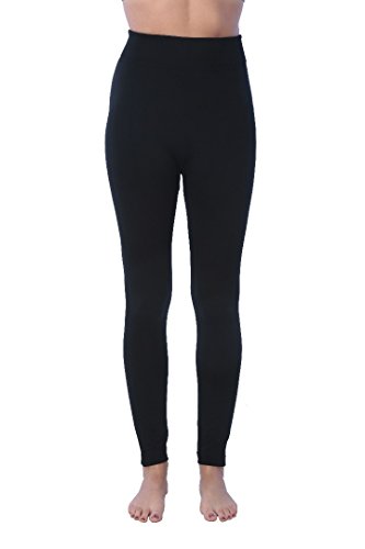 Women's Seamless High Waist Brushed Fleece Lined Legging,2 Black,Large / X-Large - Thumbnail 2