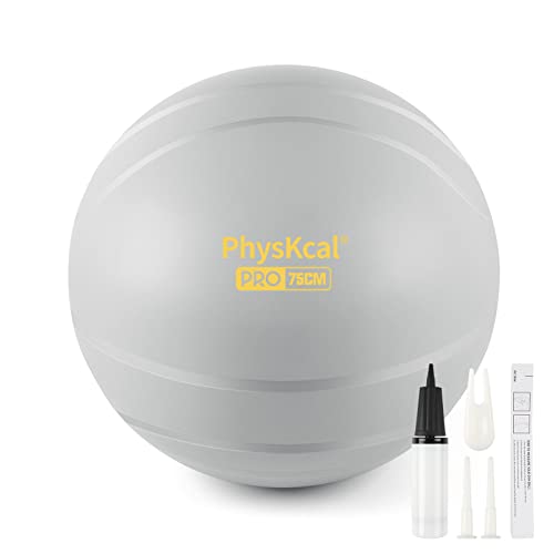PhysKcal Pregnancy Ball 75cm Grey for Birthing Maternity Labour & Yoga, Pre and Postnatal Exercise and Recovery, Anti-Burst Eco Friendly Extra Thick Material Includes Air Pump