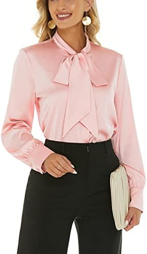 Theory Women's Wide Tie Neck Blouse, Mink, M at Amazon Women's