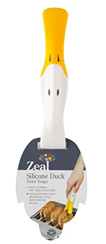 Zeal Silicone Duck Toast Tongs, White