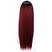 MISSQUEEN Ombre Color Cosplay Wigs Wine Red Long Straight Wig Synthetic Heat Resistant Straight Wigs for Women