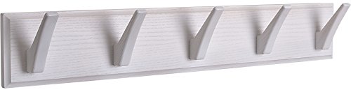 Wall Mounted Coat Rack - Wood Hook Rack for Coat Clothes Hats and Towels - Wooden Peg Rack for Use in Bedrooms Bathrooms and Hallways - Peg Coat Hook Rack for Wall or Door Mounting - Matt White