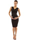 PattyBoutik Mama Cowl Neck Sleeveless Side Ruched Maternity Dress (Black M)
