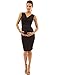 PattyBoutik Mama Cowl Neck Sleeveless Side Ruched Maternity Dress (Black M)