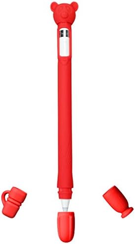 Leeko Silicone Case for Apple Pencil, Silicon iPad Pro Pen Cover with 4 Different Charging Caps Holder and Protective Nib Cover for Apple iPad Pro 9.7’’ 10.5’’ 12.9’’ Pencil (Red)